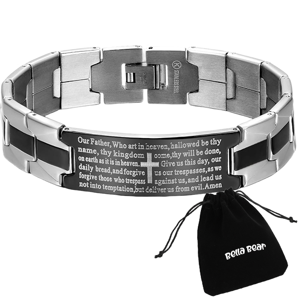 Silver BellaBear Bible Verse Cross Bracelet