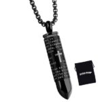 Our Father Bullet Pendant Necklace with Cross + BellaBear Pouch - Black