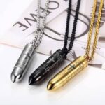 Our Father Bullet Pendant Necklace with Cross + BellaBear Pouch - Black - Image 5