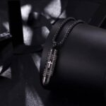 Our Father Bullet Pendant Necklace with Cross + BellaBear Pouch - Black - Image 4