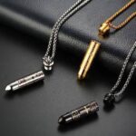 Our Father Bullet Pendant Necklace with Cross + BellaBear Pouch - Black - Image 2