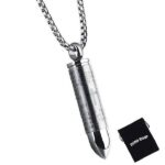 Our Father Bullet Pendant Necklace with Cross + BellaBear Pouch - Silver